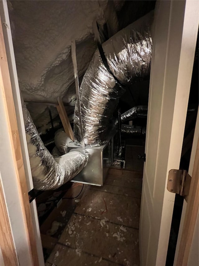 view of unfinished attic