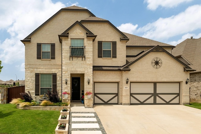 1628 Eleanor Dr, Fort Worth, TX 76052 - view of front facade with brick siding, concrete driveway, and stone siding