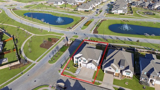 1628 Eleanor Dr, Fort Worth, TX 76052 - aerial view of residential area featuring property boundaries highlighted and a large body of water