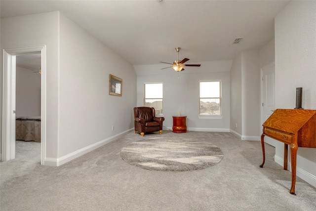 1628 Eleanor Dr, Fort Worth, TX 76052 - sitting room with light colored carpet, ceiling fan, and baseboards