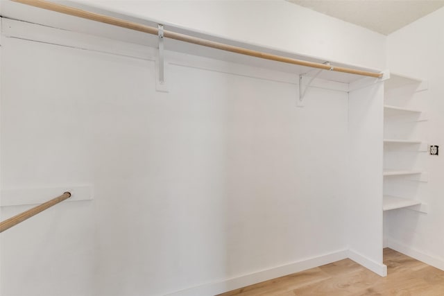 walk in closet with light wood-type flooring