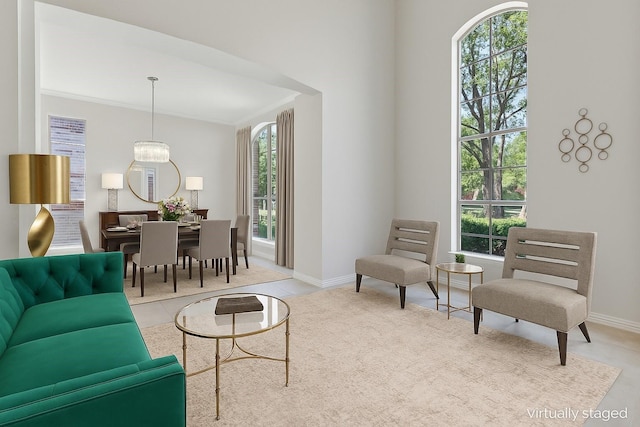 6976 Valley Brook Dr, Frisco, TX 75035 - living area with baseboards and ornamental molding
