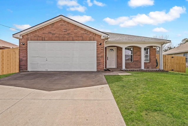 14514 Seagoville Rd, Dallas, TX 75253 - ranch-style house featuring a shingled roof, driveway, fence, and a front lawn
