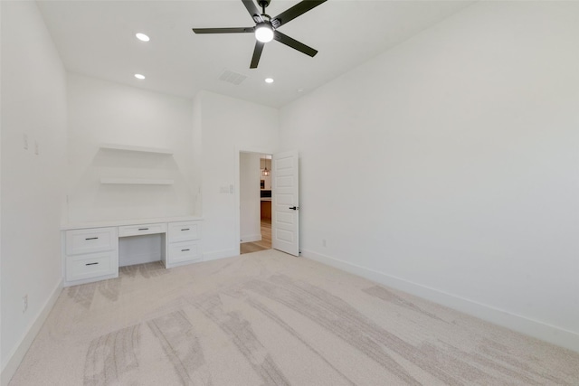 4515 Eutopia St, Greenville, TX 75401 - unfurnished bedroom with recessed lighting, baseboards, ceiling fan, visible vents, and light colored carpet