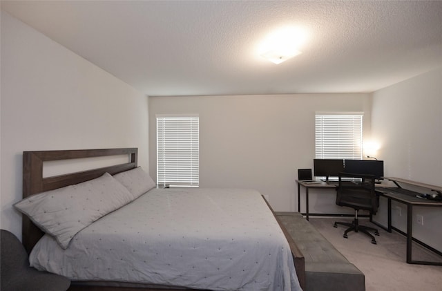 bedroom with carpet flooring and a textured ceiling