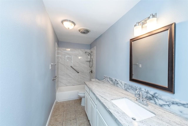 1717 E 15th St, Plano, TX 75074 - bathroom featuring vanity, tile patterned floors, toilet, baseboards, and  shower combination