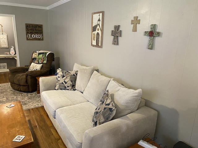 1704 S Houston St, Kaufman, TX 75142 - living area with dark wood-style floors and crown molding