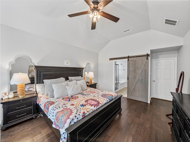 7601 Glenwood Springs Ln, Mckinney, TX 75070 - bedroom featuring dark wood-style flooring, visible vents, and lofted ceiling