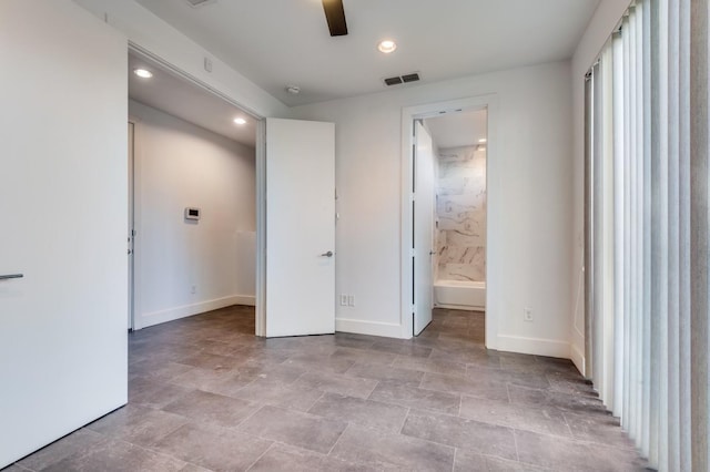 4609 Steel St, Dallas, TX 75219 - unfurnished bedroom featuring recessed lighting, baseboards, visible vents, and ensuite bathroom