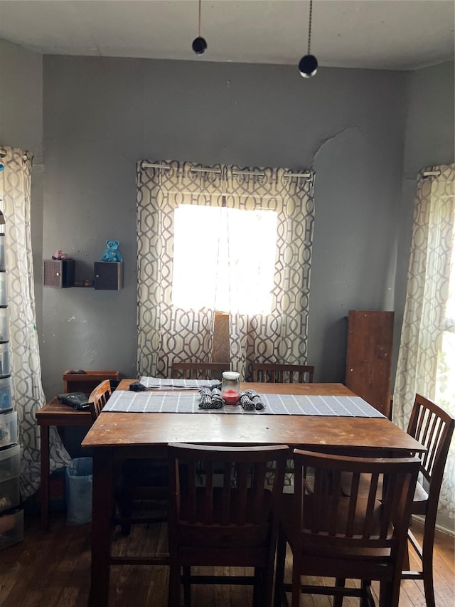dining room with wood finished floors