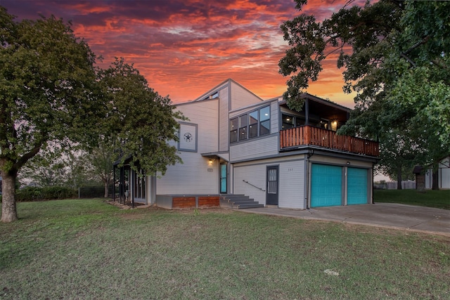 237 Runaway Bay Dr, Runaway Bay, TX 76426 - back of house with a lawn, fence, and a balcony