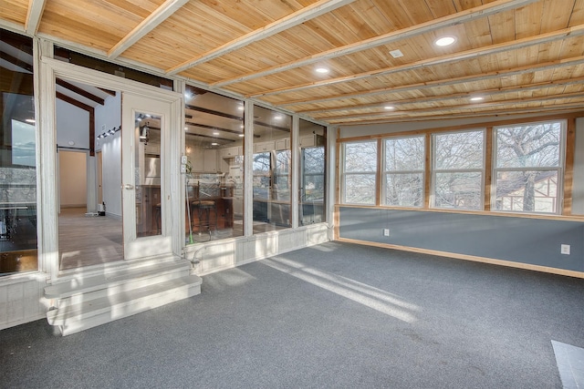 237 Runaway Bay Dr, Runaway Bay, TX 76426 - interior space with beamed ceiling, an upstairs landing, and a barn door
