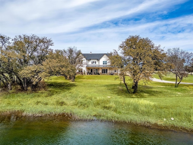 201 Flat Rock Ln, Weatherford, TX 76088 - rear view of property with a water view and a yard