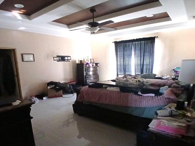 22505 Sunflower Rd, Edcouch, TX 78538 - carpeted bedroom with a raised ceiling and ceiling fan