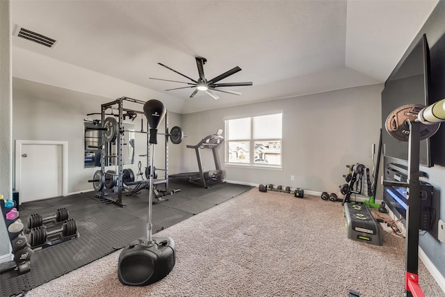 9032 Weepy Hollow Trl, Fort Worth, TX 76179 - workout area featuring visible vents, baseboards, and a ceiling fan