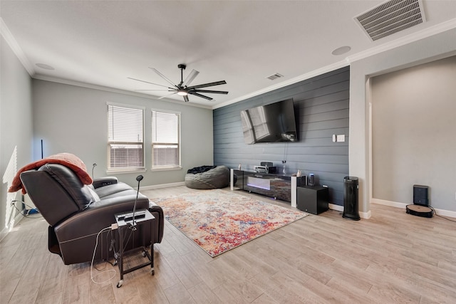 9032 Weepy Hollow Trl, Fort Worth, TX 76179 - living area with visible vents, wood finished floors, and crown molding