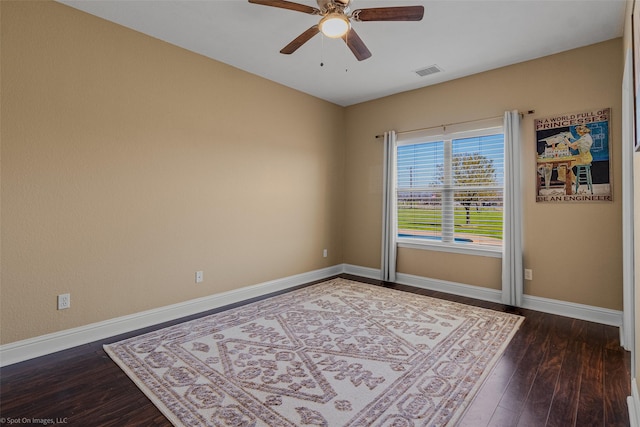 477 Horseshoe Bnd, Royse City, TX 75189 - unfurnished room with a ceiling fan and dark wood-style flooring