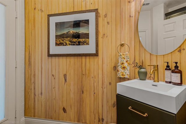477 Horseshoe Bnd, Royse City, TX 75189 - bathroom with vanity and wood walls