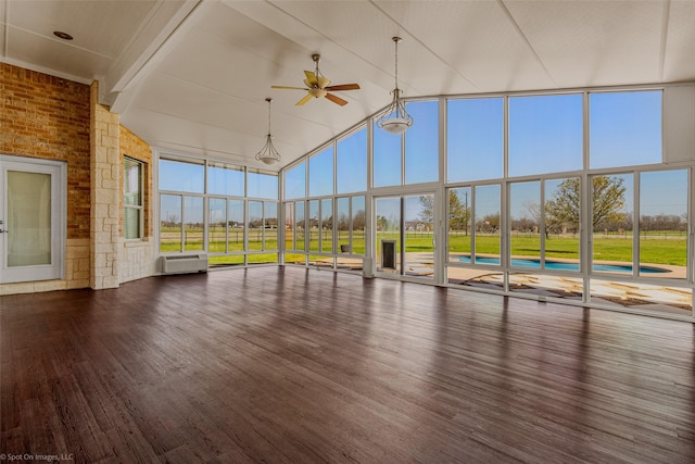 477 Horseshoe Bnd, Royse City, TX 75189 - unfurnished sunroom featuring vaulted ceiling and an AC wall unit