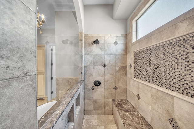 2909 Canyon Creek Dr, Sherman, TX 75092 - full bathroom featuring tiled shower and tile walls