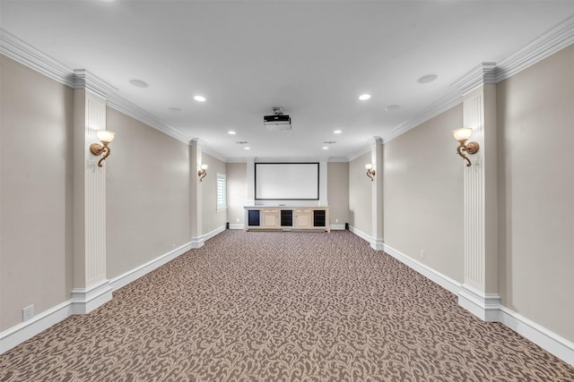 2909 Canyon Creek Dr, Sherman, TX 75092 - carpeted home theater room featuring recessed lighting and crown molding