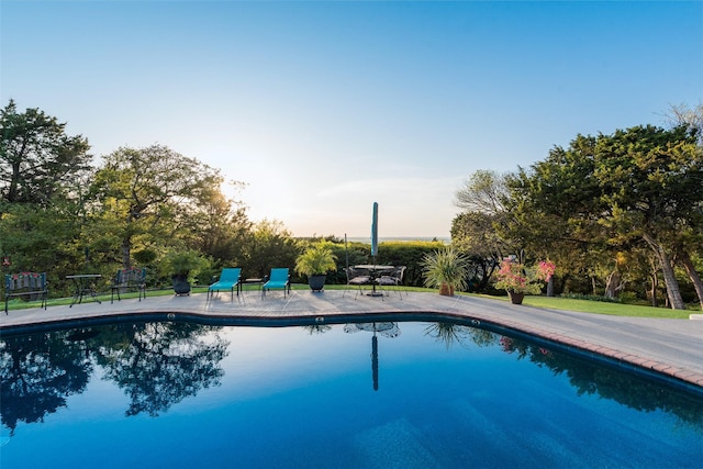 pool with a patio