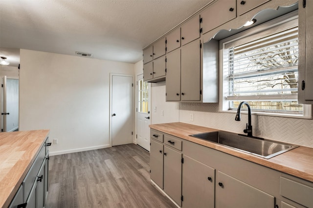 411 N 5th Ave, Munday, TX 76371 - kitchen featuring a sink, visible vents, and wood counters