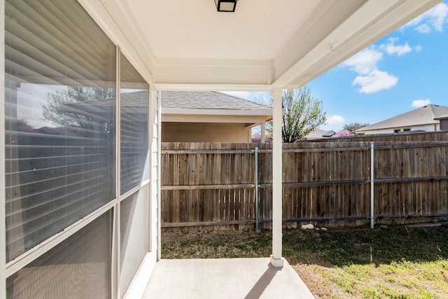 view of yard featuring a patio and fence