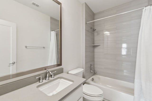 3668 Torrance Blvd, Frisco, TX 75034 - full bathroom with shower / tub combo with curtain, vanity, toilet, and visible vents