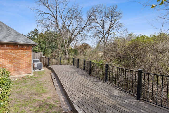 wooden terrace with central AC unit