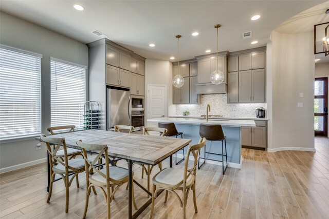3136 Brazoria Dr, Little Elm, TX 75068 - dining room with baseboards, light wood-type flooring, visible vents, and recessed lighting