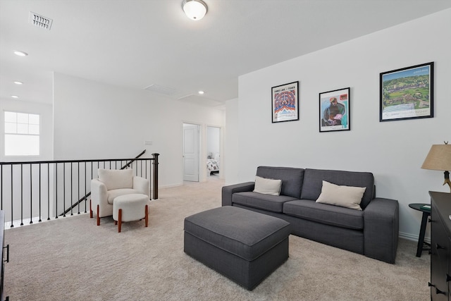 1417 Horizon Way, Northlake, TX 76247 - carpeted living room featuring baseboards, recessed lighting, and visible vents