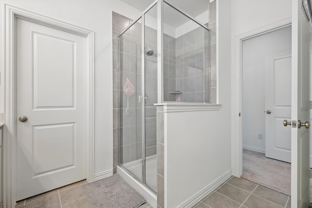 1417 Horizon Way, Northlake, TX 76247 - full bathroom featuring a stall shower, baseboards, and tile patterned floors