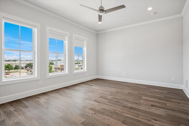 4122 Belt Line Rd, Addison, TX 75001 - unfurnished room with crown molding, dark wood-style floors, and ceiling fan