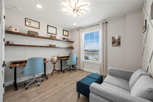 1840 Big Spring Dr, Forney, TX 75126 - office area with built in study area, light wood finished floors, and recessed lighting