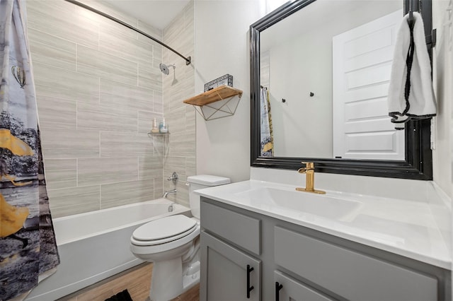 1840 Big Spring Dr, Forney, TX 75126 - full bathroom with shower / bath combo with shower curtain, vanity, and wood finished floors