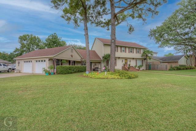 221 Summit Dr, Bossier City, LA 71111 - view of front facade with a garage, driveway, a front yard, and fence