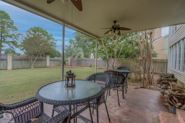 221 Summit Dr, Bossier City, LA 71111 - view of patio with a ceiling fan and a fenced backyard