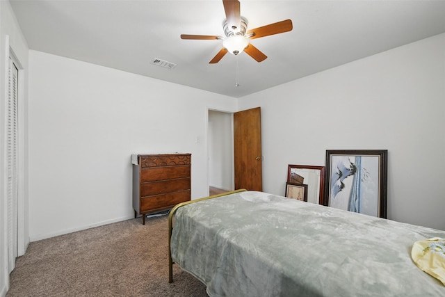 3433 Lawndale Ave, Fort Worth, TX 76133 - bedroom featuring visible vents, a ceiling fan, baseboards, and carpet floors