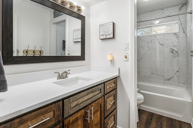 18341 Shore Dr, Kemp, TX 75143 - full bath with vanity, wood finished floors, bathing tub / shower combination, and toilet