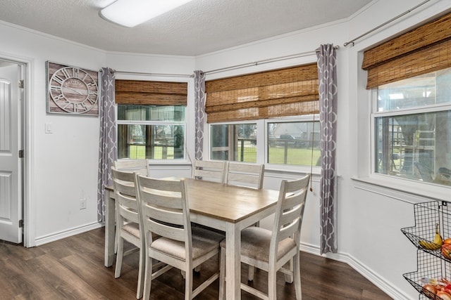 18341 Shore Dr, Kemp, TX 75143 - dining room with baseboards, dark wood finished floors, and a textured ceiling