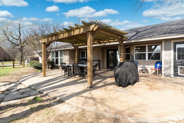 18341 Shore Dr, Kemp, TX 75143 - view of patio / terrace with a pergola and fence