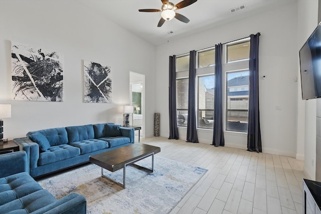 1820 Climbing Ct, Argyle, TX 76226 - living room with ceiling fan and light wood finished floors