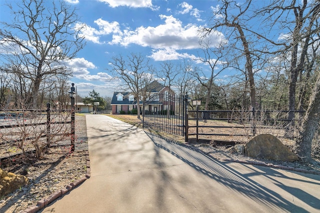 640 County Road 203, Collinsville, TX 76233 - view of street featuring street lights, concrete driveway, a gate, and a gated entry