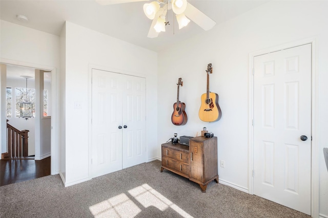 640 County Road 203, Collinsville, TX 76233 - carpeted bedroom featuring baseboards and ceiling fan