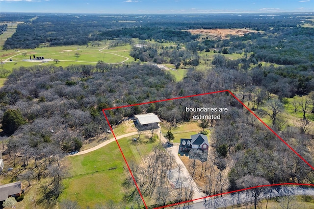 640 County Road 203, Collinsville, TX 76233 - bird's eye view featuring a wooded view