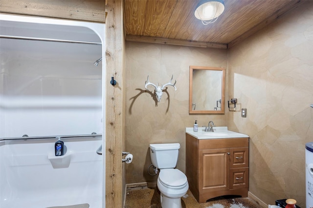 640 County Road 203, Collinsville, TX 76233 - bathroom with toilet, wood ceiling, and vanity