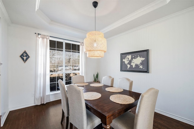 640 County Road 203, Collinsville, TX 76233 - dining space with dark wood finished floors, crown molding, and baseboards