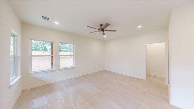 2227 Stoneman St, Dallas, TX 75215 - unfurnished room with a ceiling fan, recessed lighting, and baseboards