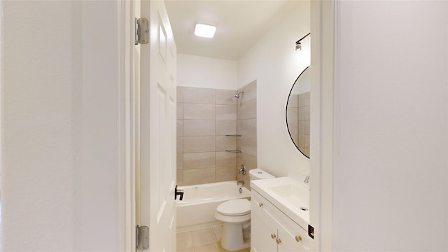 2227 Stoneman St, Dallas, TX 75215 - bathroom with vanity, tub / shower combination, toilet, and tile patterned flooring